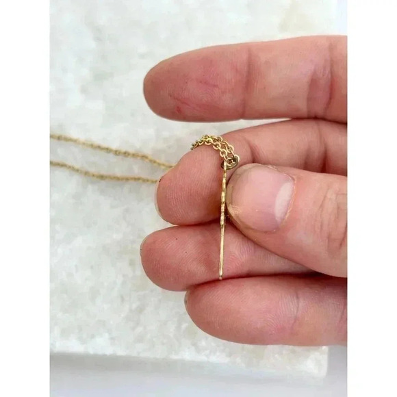 Gold Toned Ornamental Cross Pendant Necklace - 14" - Picture 6 of 8